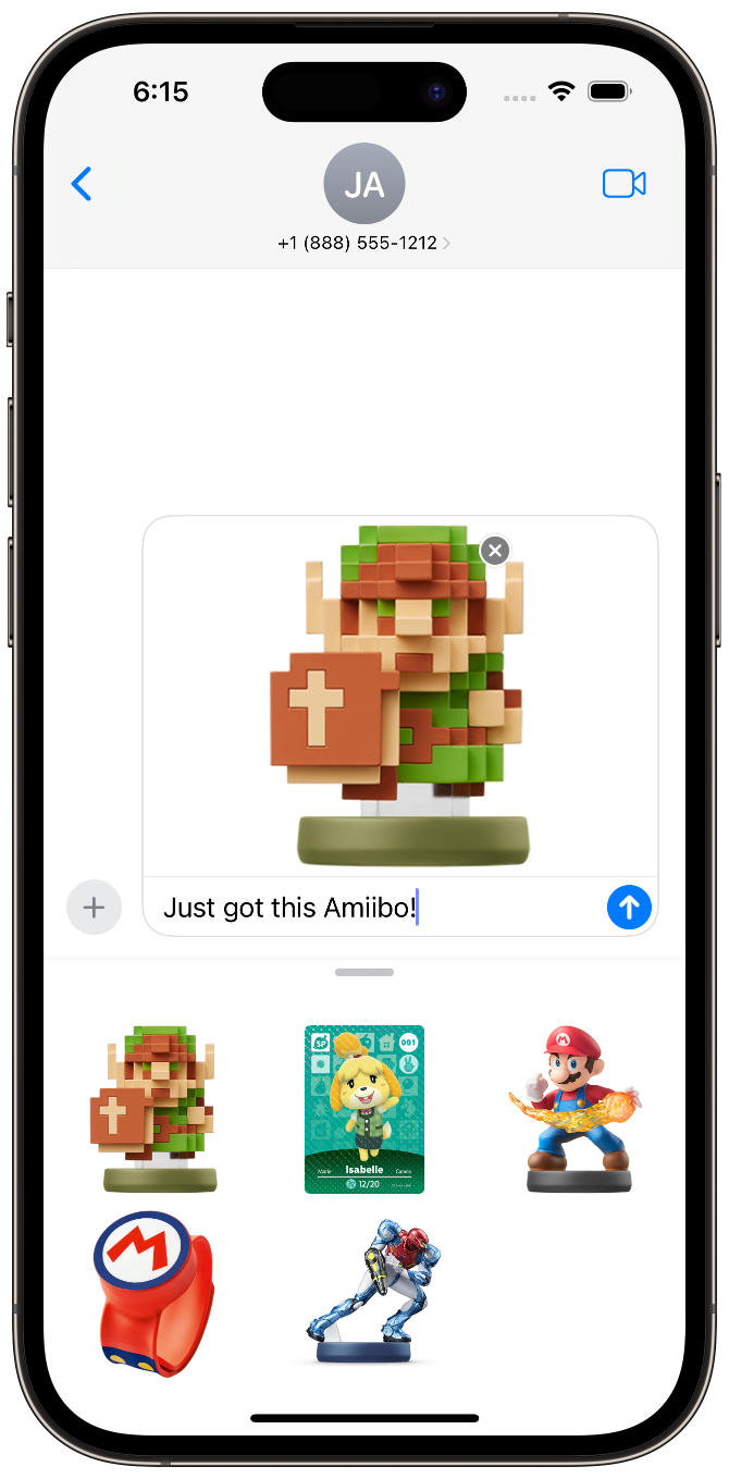 Amiibo Messages application, which allow the user to share its Amiibo as stickers